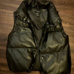New Black Faux Leather Cropped Vest